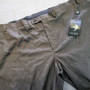 Lauren Ralph Lauren Mens Ultraflex Norton Dress Pants Brown 46 x 32 Classic Fit
